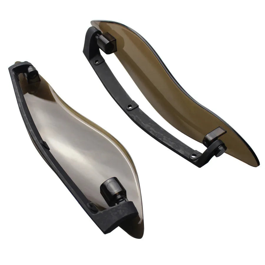 Smoked black ABS plastic side wings for Harley touring motorcycle wind protection modification