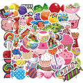 50 colourful candy graffiti stickers with cartoon patterns measuring 4-6cm