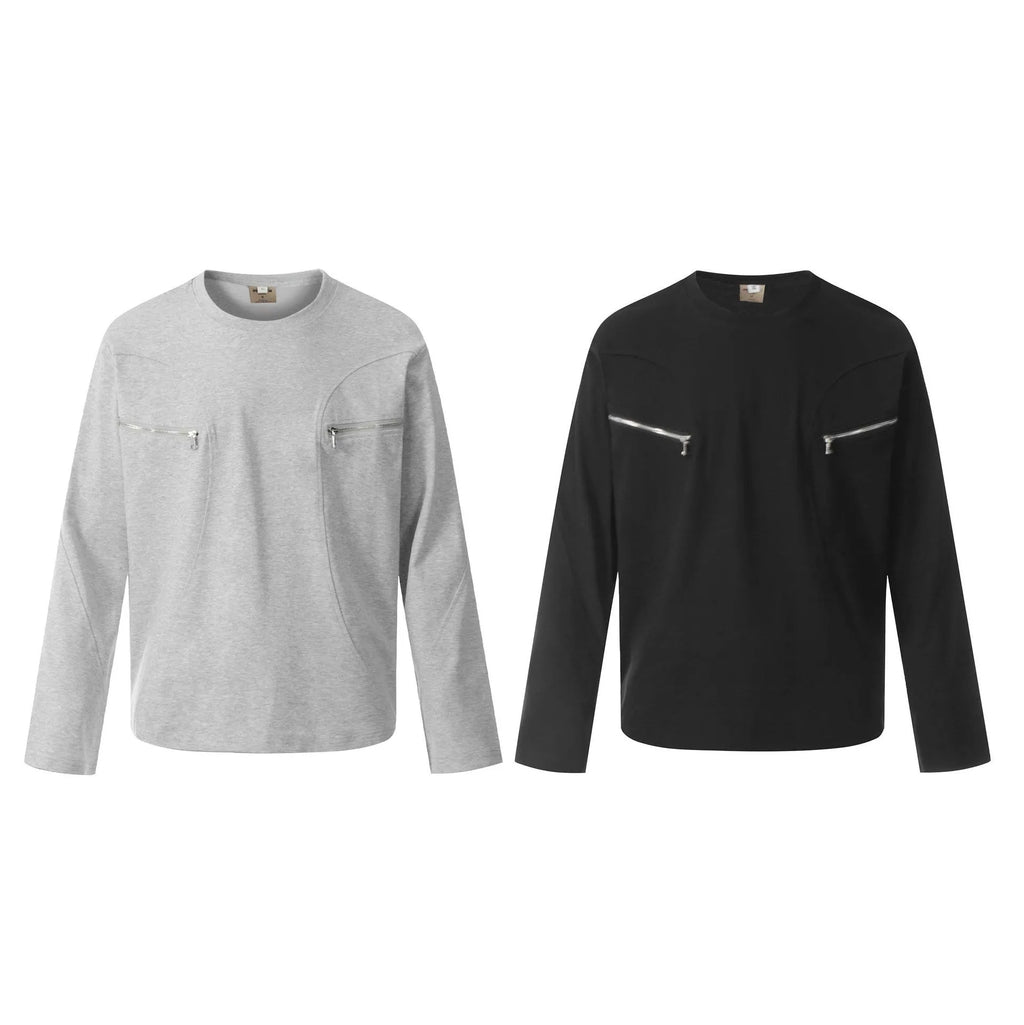 Men's loose fit cotton pullover top in black and floral grey colours on a hanger