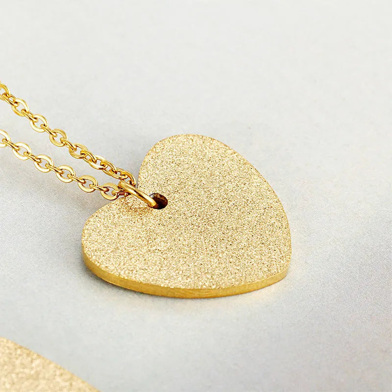 Women's titanium steel heart-shaped pendant necklace with geometric design in KN25736Z colour