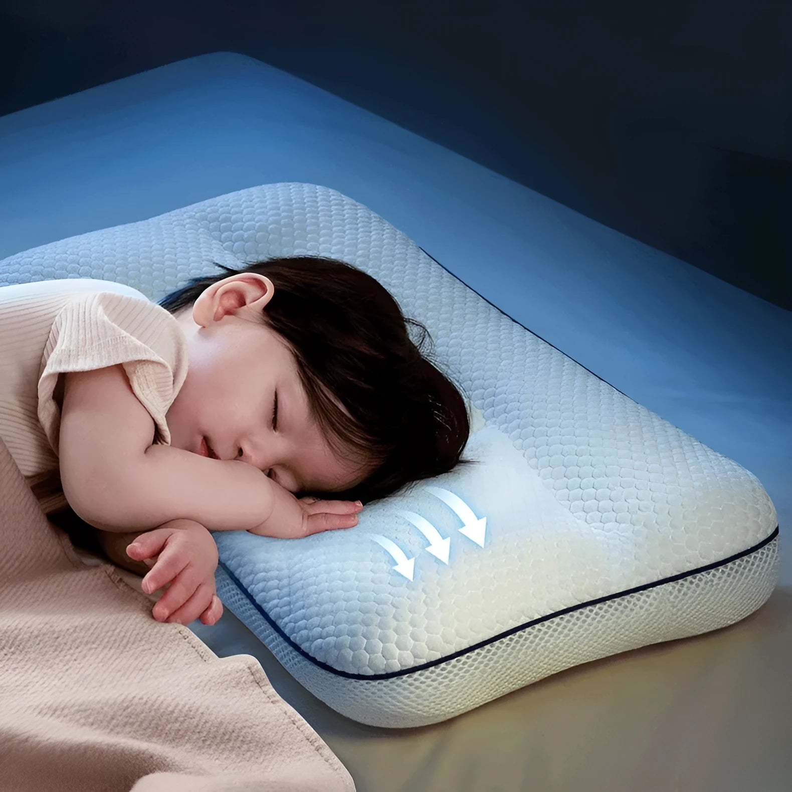 Children's partition neck pillow with dual-sided antibacterial finish in colour option H1.