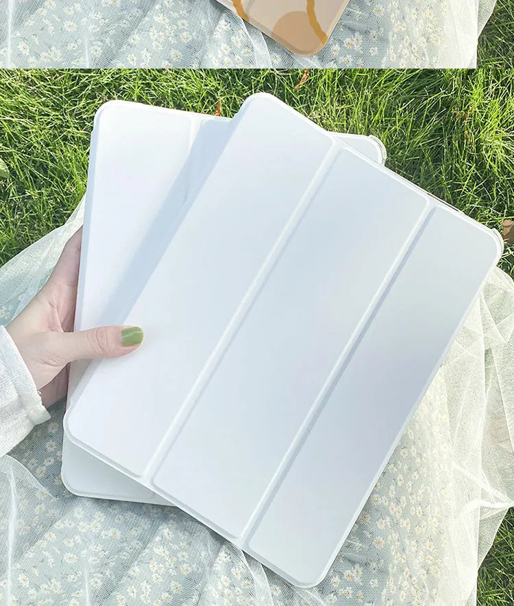 Cartoon rabbit silicone tri-fold protective case for iPad on a table