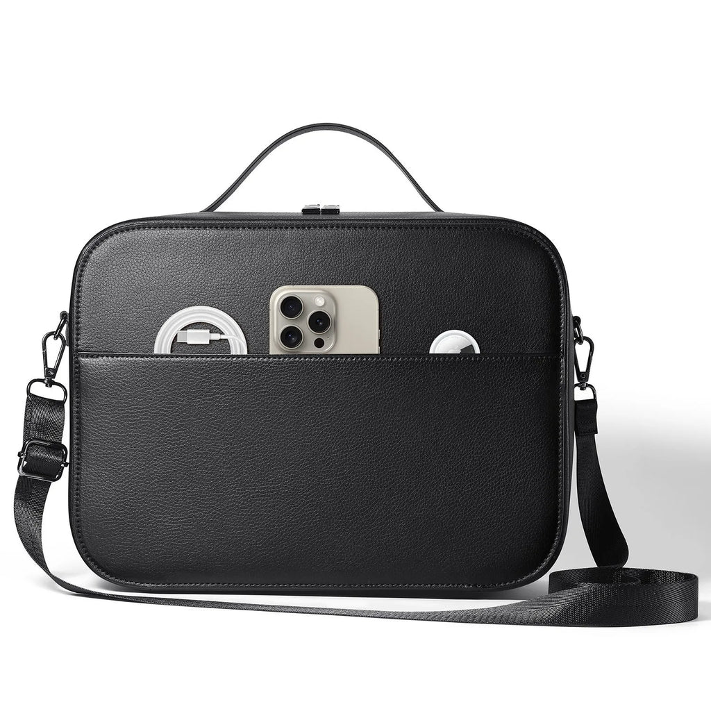 Black MR glasses storage box for Apple Vision Pro head-mounted equipment showing dimensions
