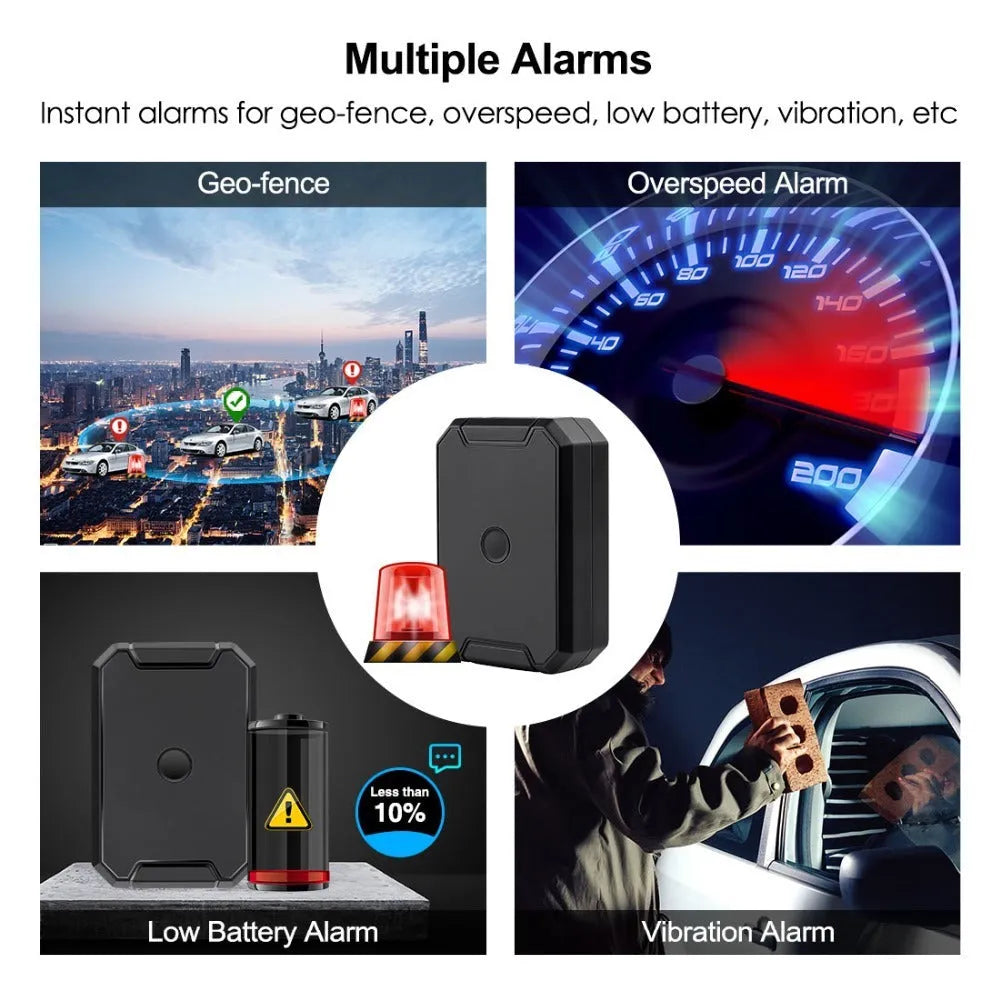 Black GPS car locator with 6000mAh battery, IP65 waterproof rating and ceramic antenna for vehicle tracking