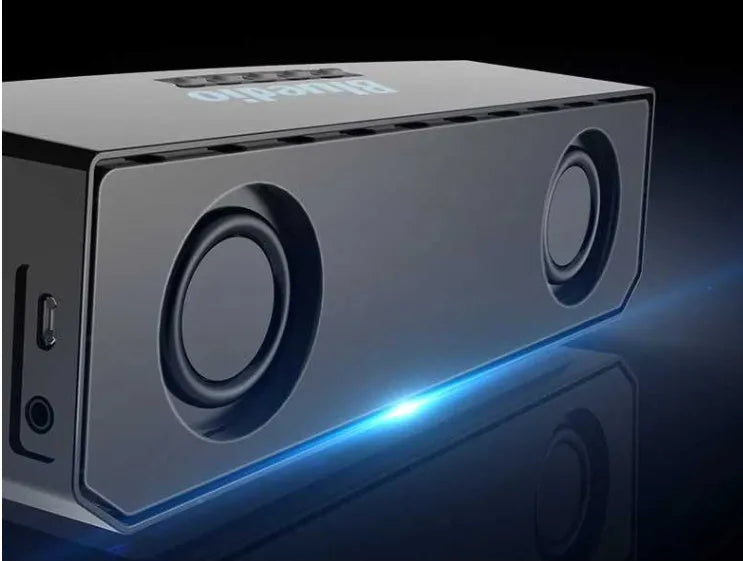 Black BS-6 cloud smart speaker with 52mm driver, compact rectangular design for desk or shelf placement