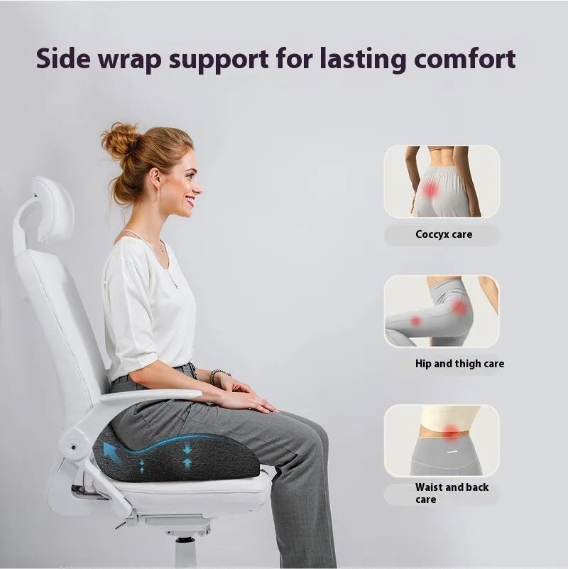Memory foam office chair cushion in solid colour measuring 46x43x12cm
