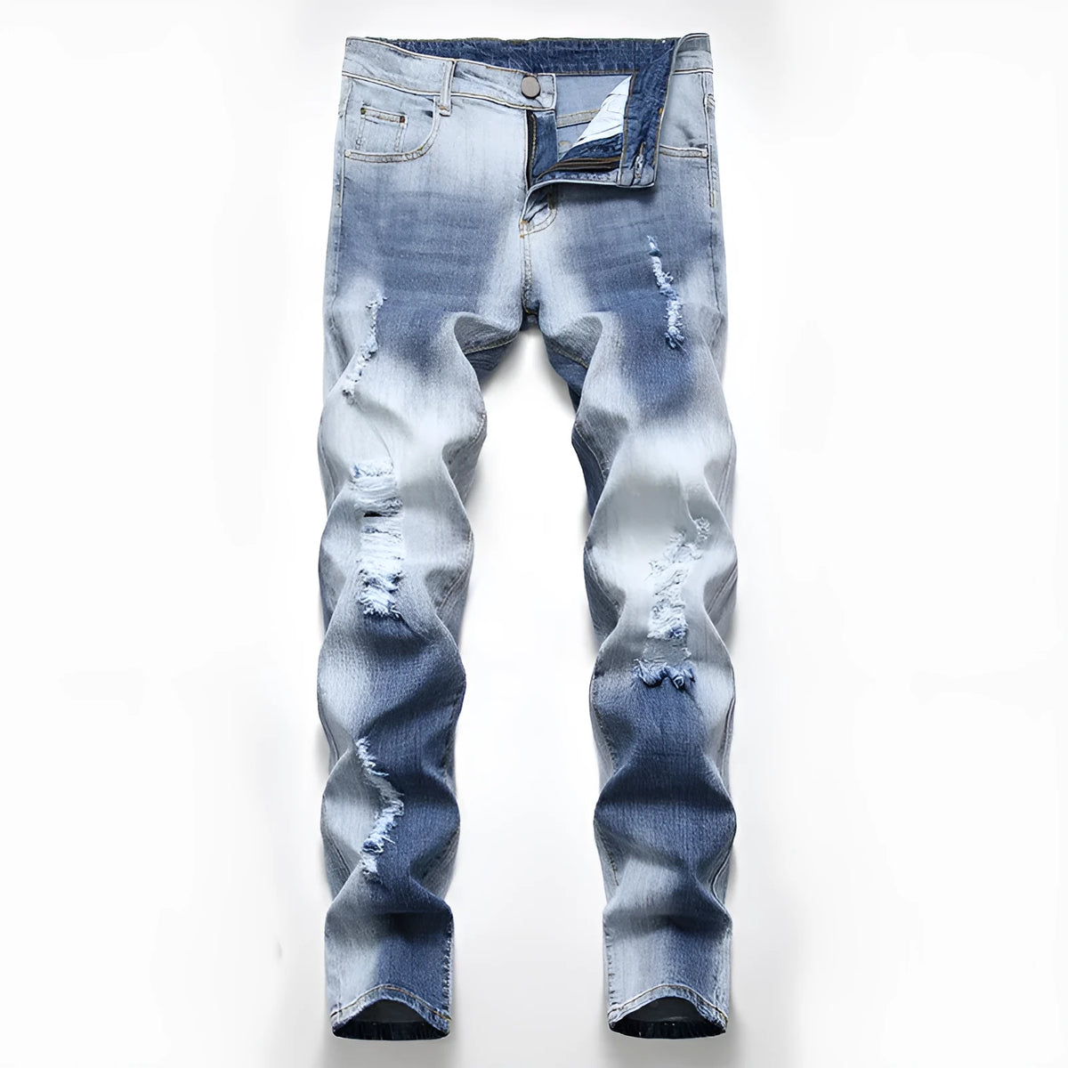 Men's indigo cotton jeans, regular fit, sizes 28 to 42