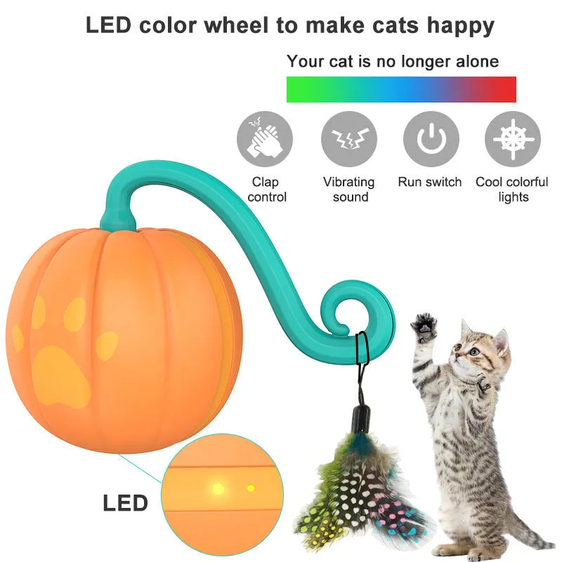 Automatic luminous electric cat teaser ball in watermelon or pumpkin design pattern