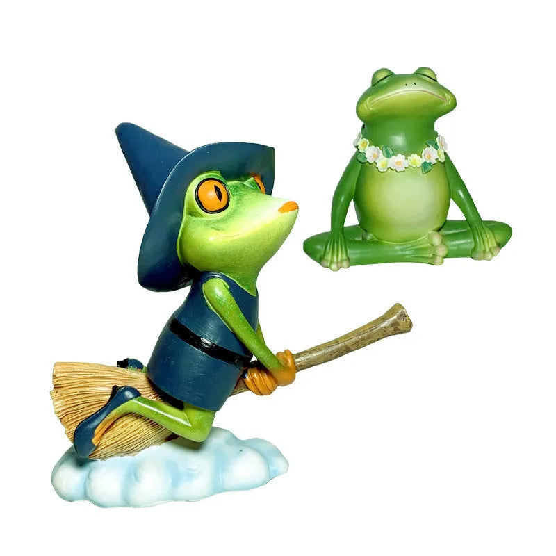 European style Magic Yoga Frog ornament in RDW123 colour on a shelf