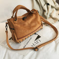 Soft PU leather women's casual tote shoulder bag in black, brown, or grey.