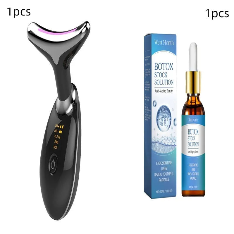 EMS thermal neck massager device with LED lights for skin tightening and wrinkle reduction