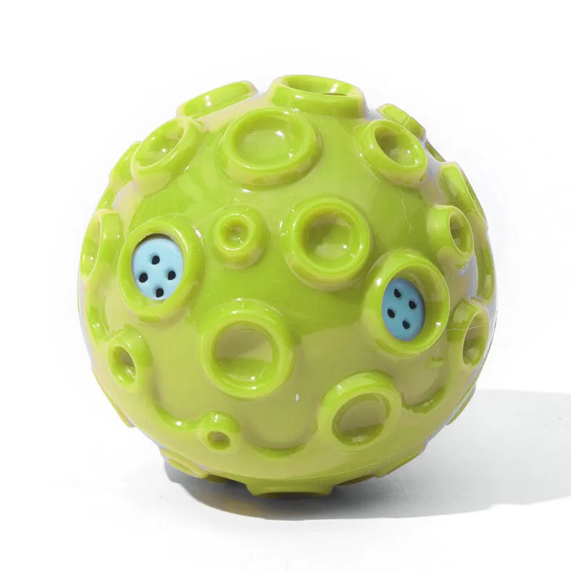 Colourful rubber dog toy ball with textured surface for aggressive chewers and anxiety relief
