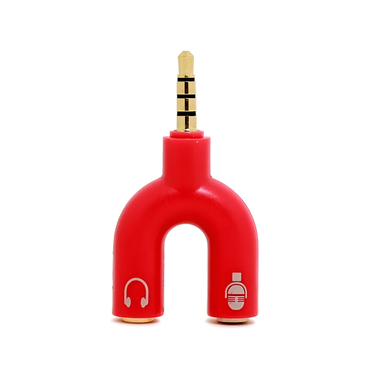 3.5mm audio splitter adapter with gold-plated connections available in six colours