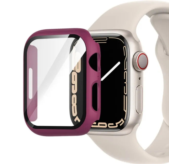 PC tempered film Apple Watch case in multiple colours and patterns for 38mm to 45mm sizes