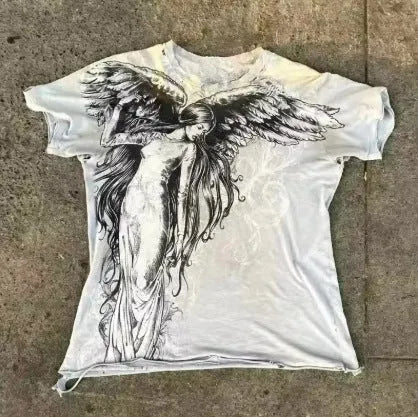 Gothic men's short sleeve t-shirt with cartoon pattern in colour HQ929 on a hanger