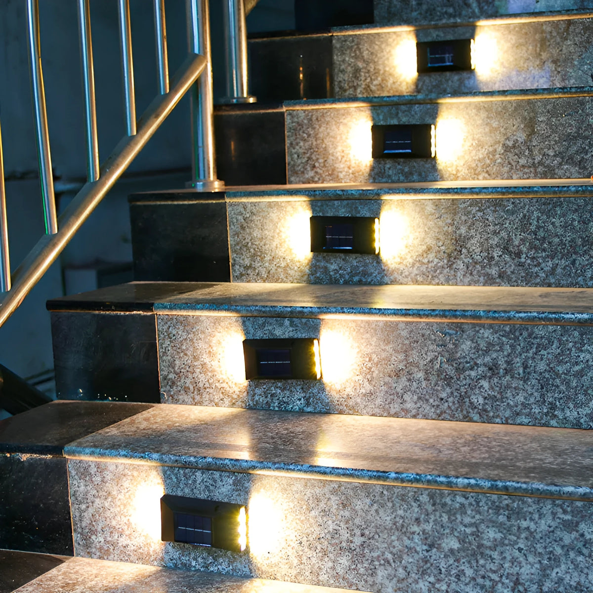 Solar-powered outdoor wall light with upward and downward LED illumination for garden decorative lighting