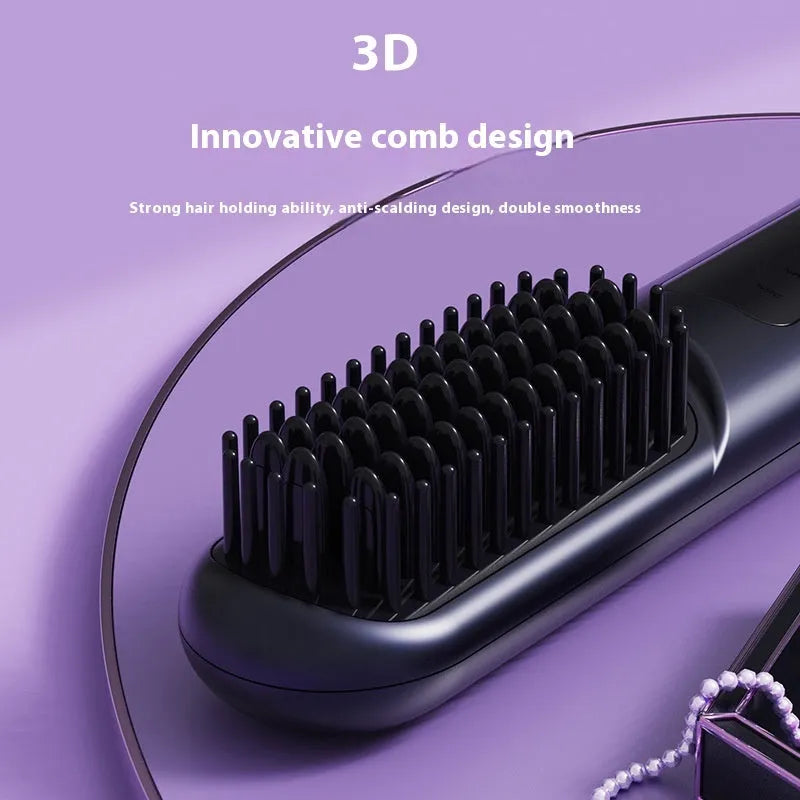 Negative ion straight hair comb in blue, grey, or white, made of ABS plastic.