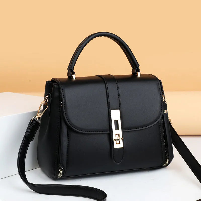Soft PU leather women's shoulder messenger bag in square vertical design with adjustable strap