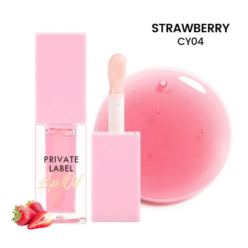 Six transparent lip gloss tubes in bird of paradise, cherry, coral, mango, strawberry, watermelon shades