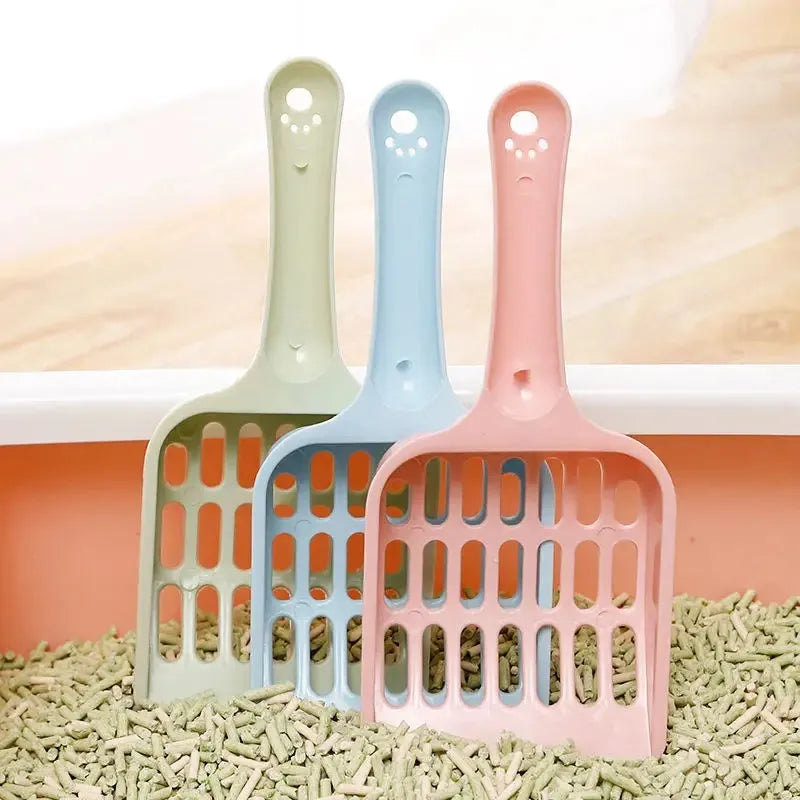 Plastic cat litter scoop tool in blue colour for pet toilet cleaning