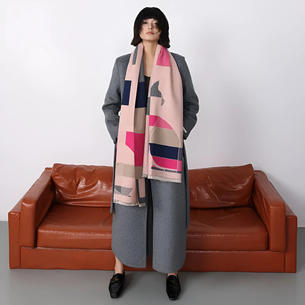 Large 185x65cm European style scarf in cashmere-like polyester fabric