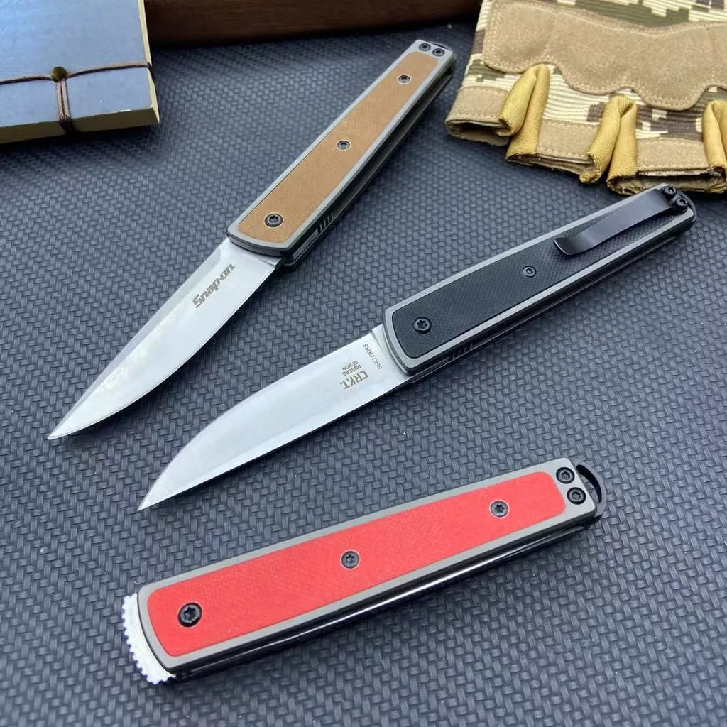 Handmade folding fruit knife in black, red, or coffee colour with a stainless steel blade.