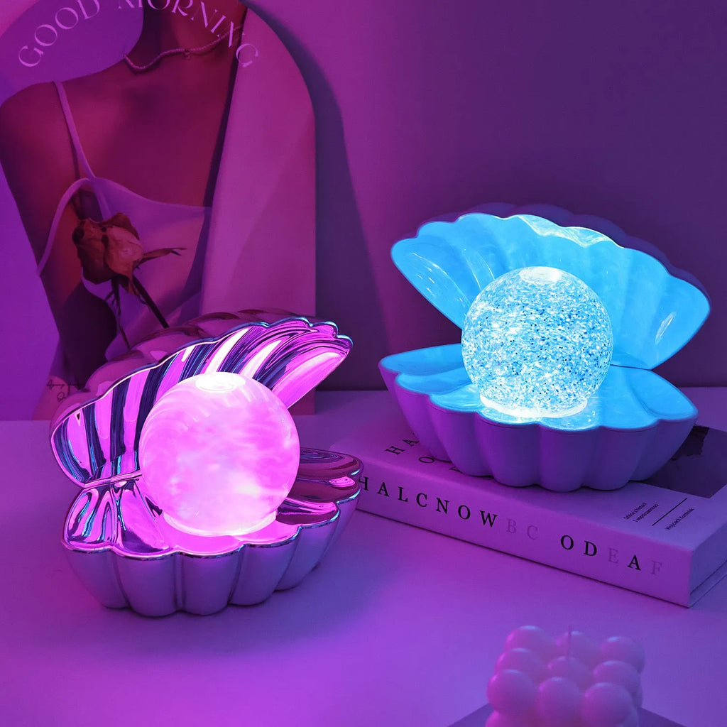 Shell-shaped decorative neon night lamp in choice of three colours with 15cm size