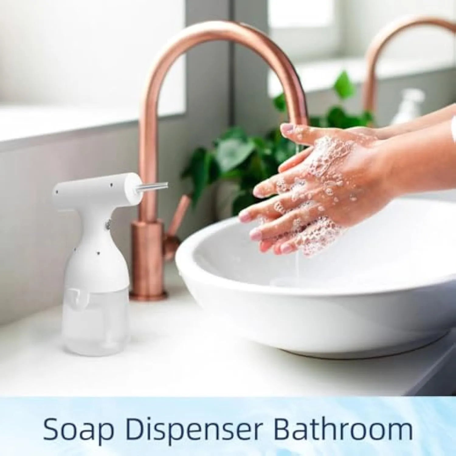 White electric foam soap dispenser with two nozzles for pet bathing and home cleaning
