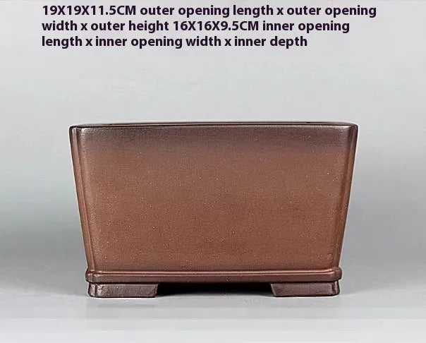 Handmade brown antique style purple clay flower pot measuring 19x19 cm