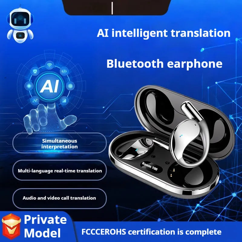 Black hanging ear Bluetooth sports earphones with ear hook design