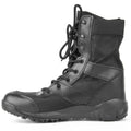 Yulong unisex tactical desert combat boots in black and sand colours for outdoor climbing and hiking.
