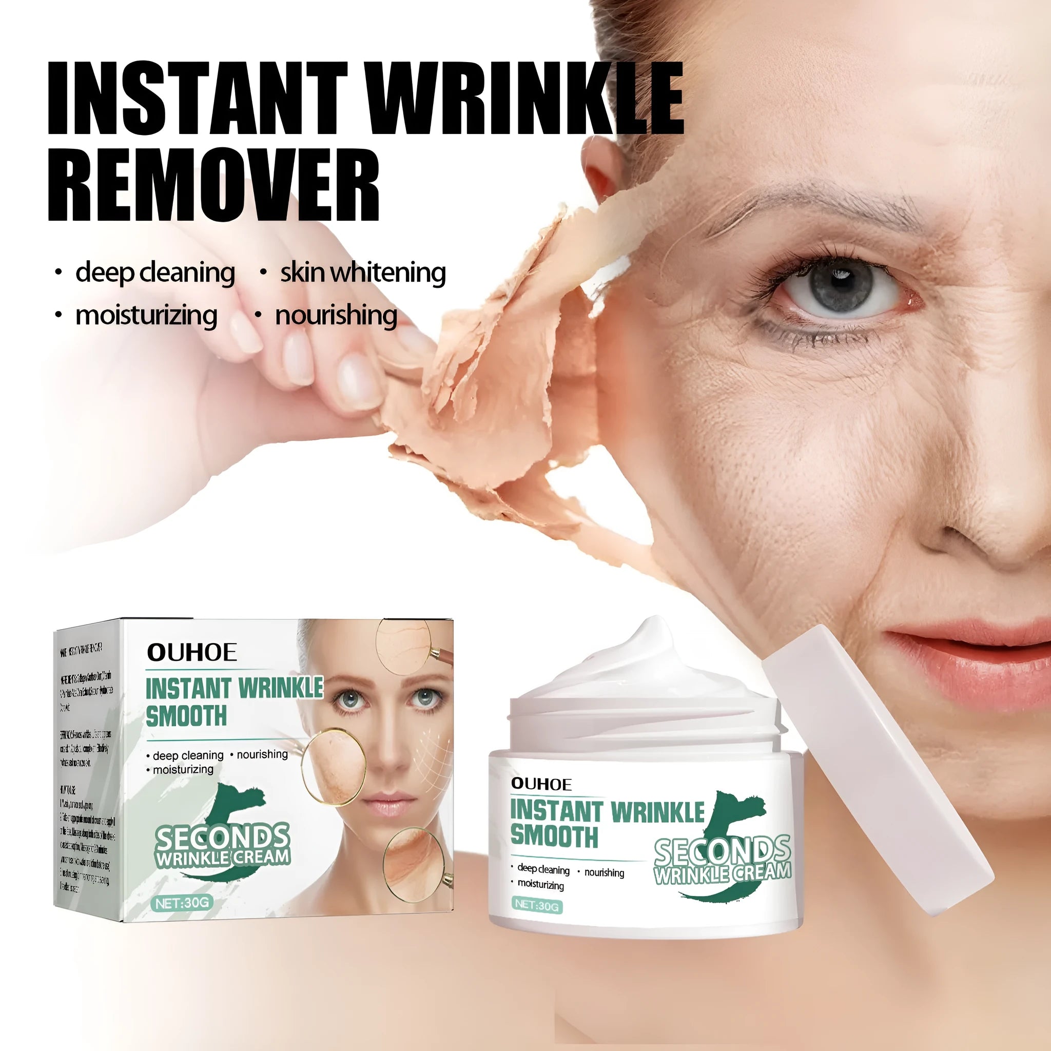 30g anti-wrinkle hydrating face cream in jar packaging for daily skincare