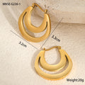 Geometric gold-plated French earrings with stainless steel construction and round ring design elements