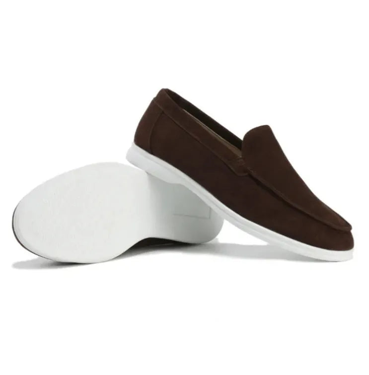 Men's flat casual loafers in solid colour artificial leather with round toe, sizes 37-48