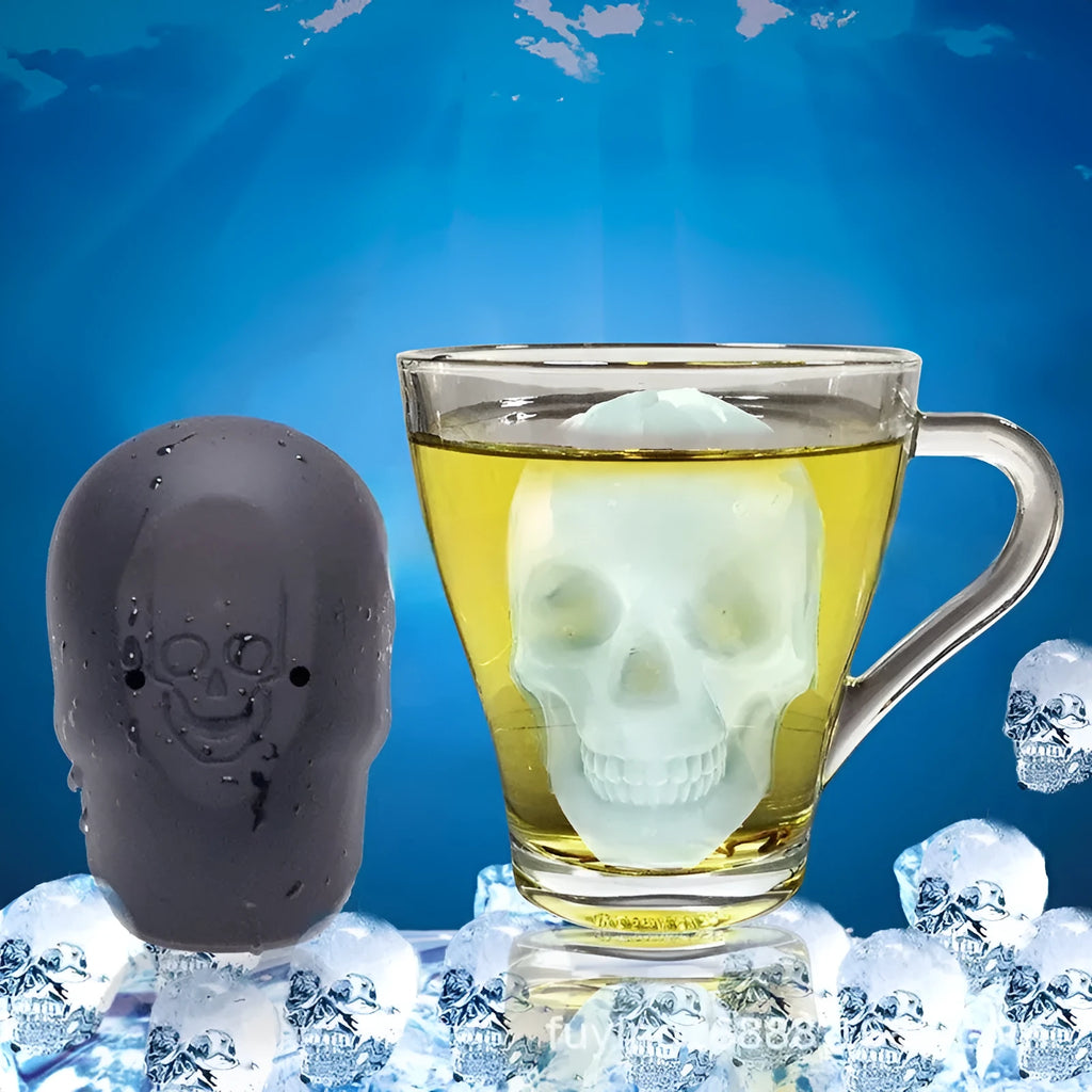 Halloween skull ice cube tray with 3D detailed design in food-grade silicone