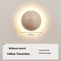 Semicircle yellow cave stone wall lamp with iron frame and pull switch