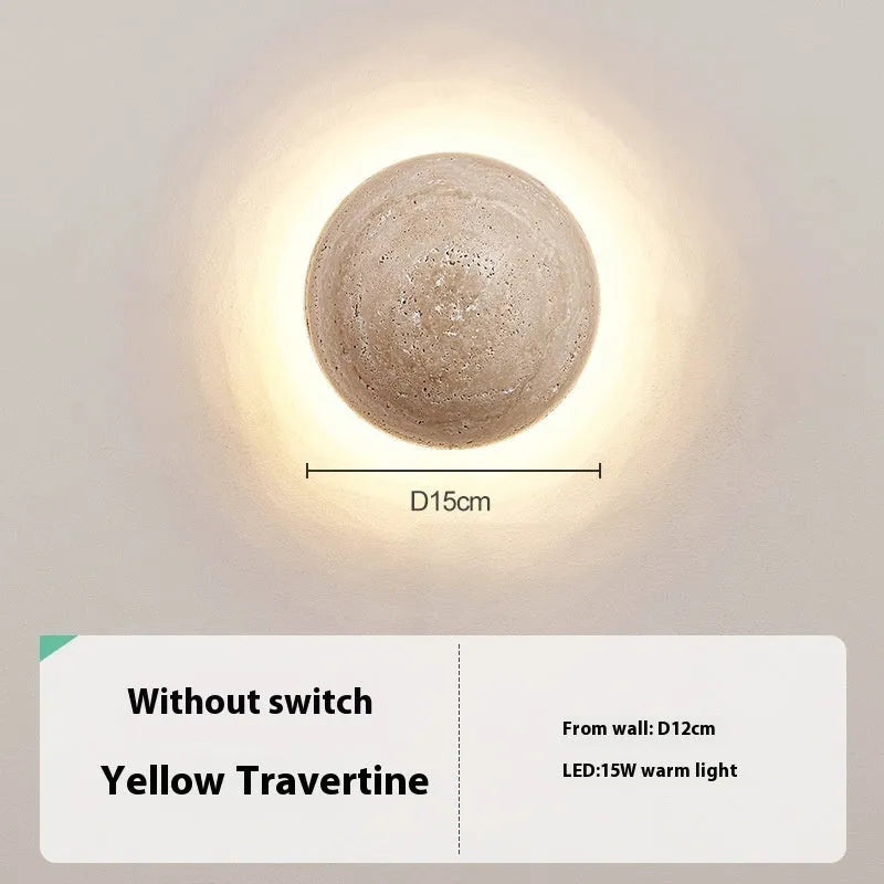 Semicircle yellow cave stone wall lamp with iron frame and pull switch
