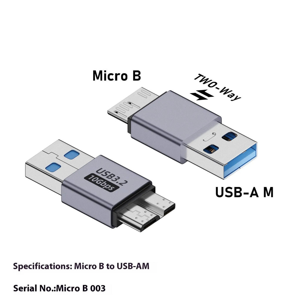 USB AM to Micro-B adapter cable for connecting older devices to computers.