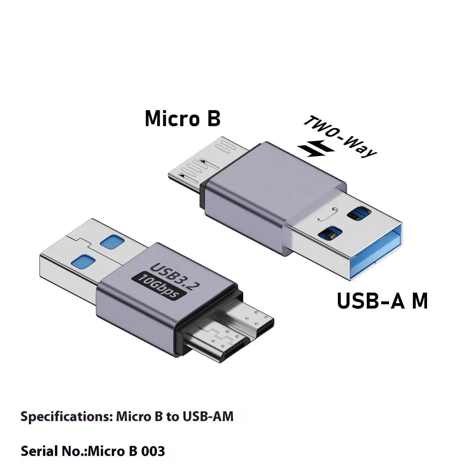 USB AM to Micro-B adapter cable for connecting older devices to computers.