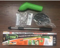 Cordless lawn trimmer with extension pole and protective shield for garden maintenance