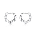 Sterling silver geometric round earrings with retro simple design and electroplated finish