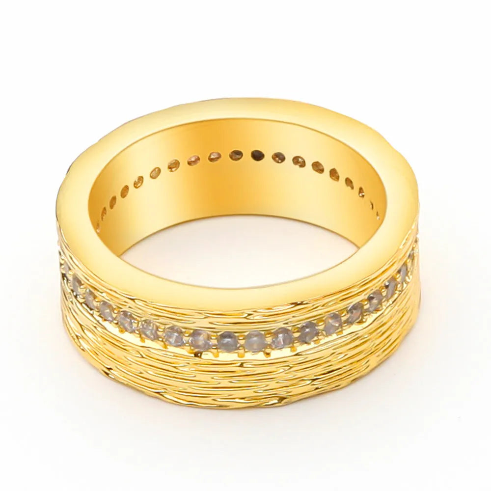Gold geometric zircon ring in women's sizes 6, 7 and 8