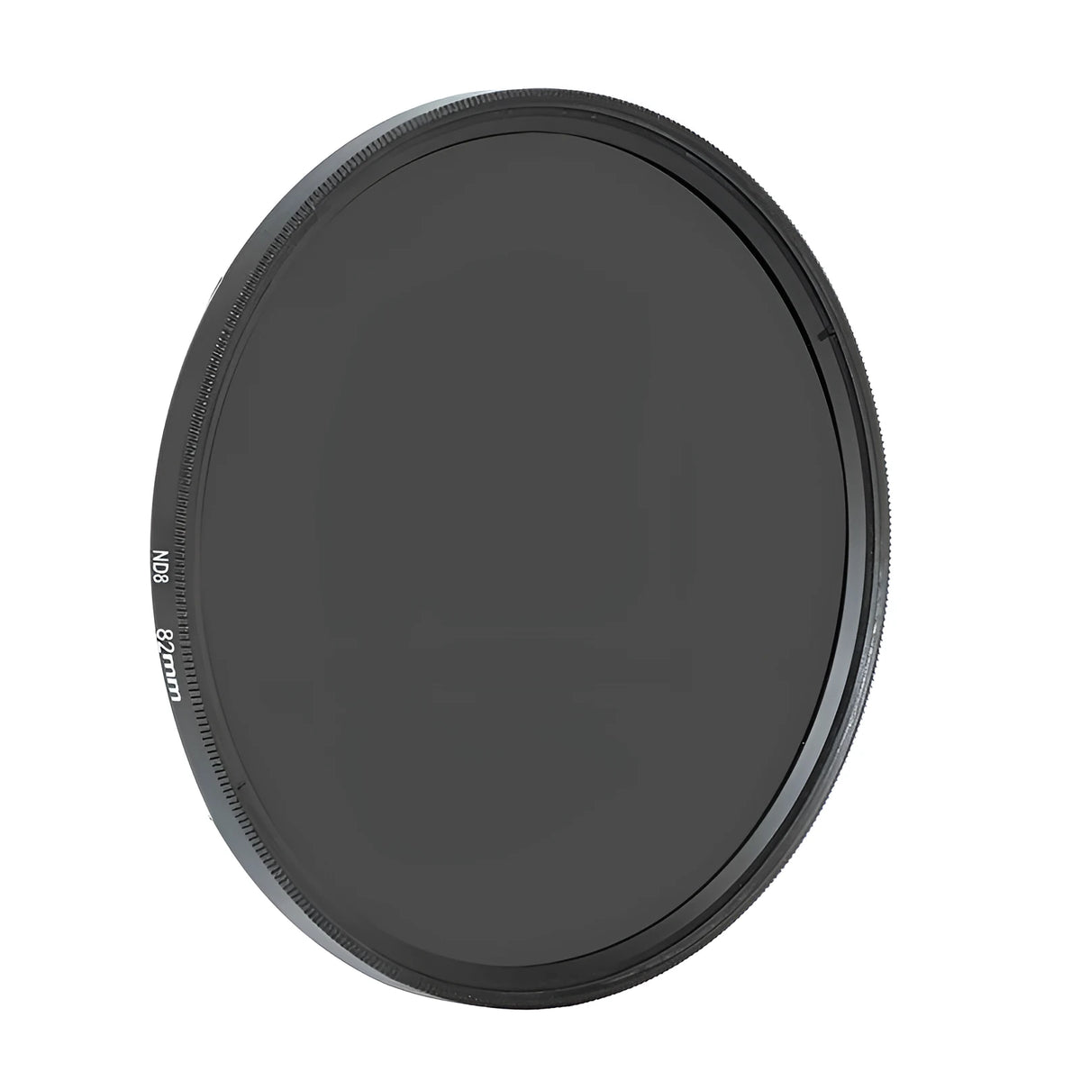 ND8 neutral density camera filter with aviation aluminium frame showing lens thread options from 49mm to 82mm