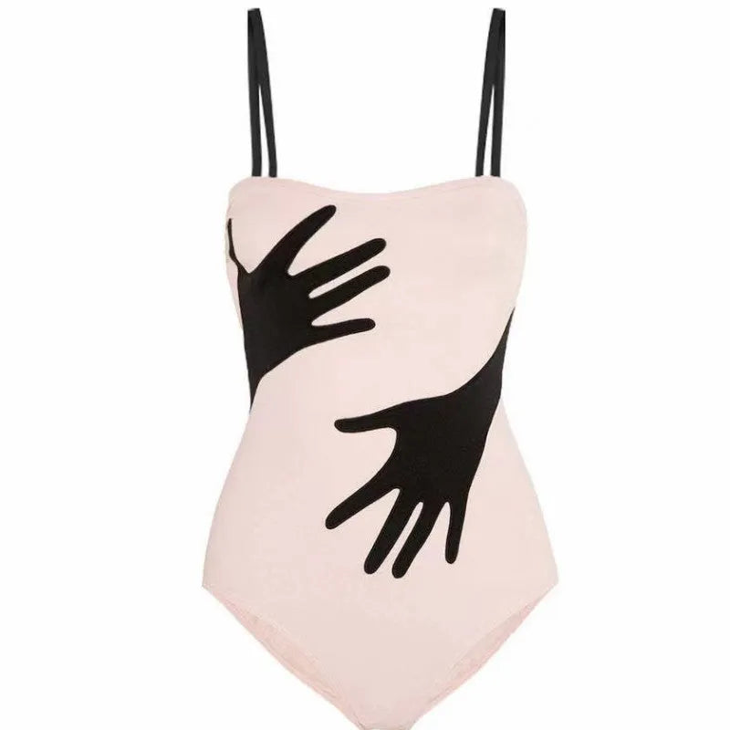 Women's one-piece bikini swimsuit with gauze skirt in polyester fabric for beach swimming
