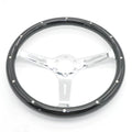 15-inch black peach wood classic car steering wheel with 6-hole bolt pattern