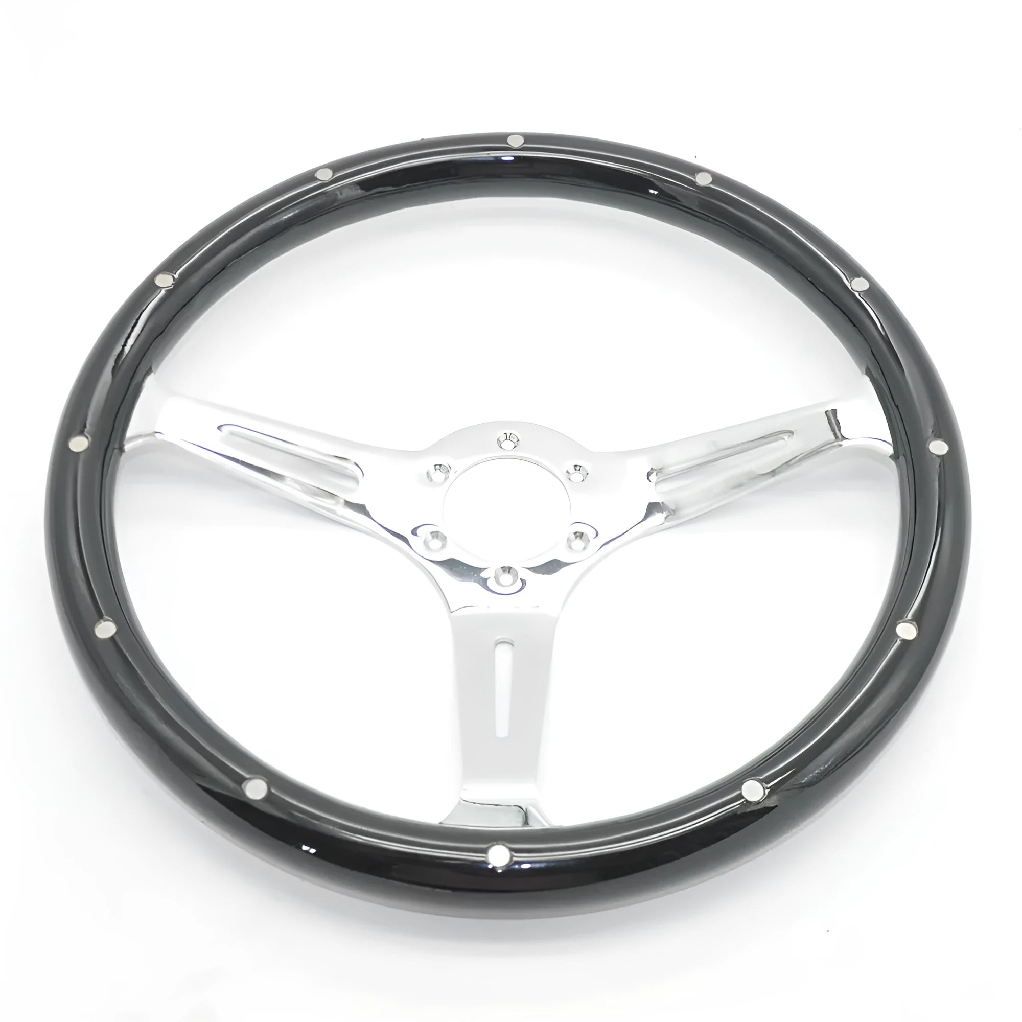 15-inch black peach wood classic car steering wheel with 6-hole bolt pattern
