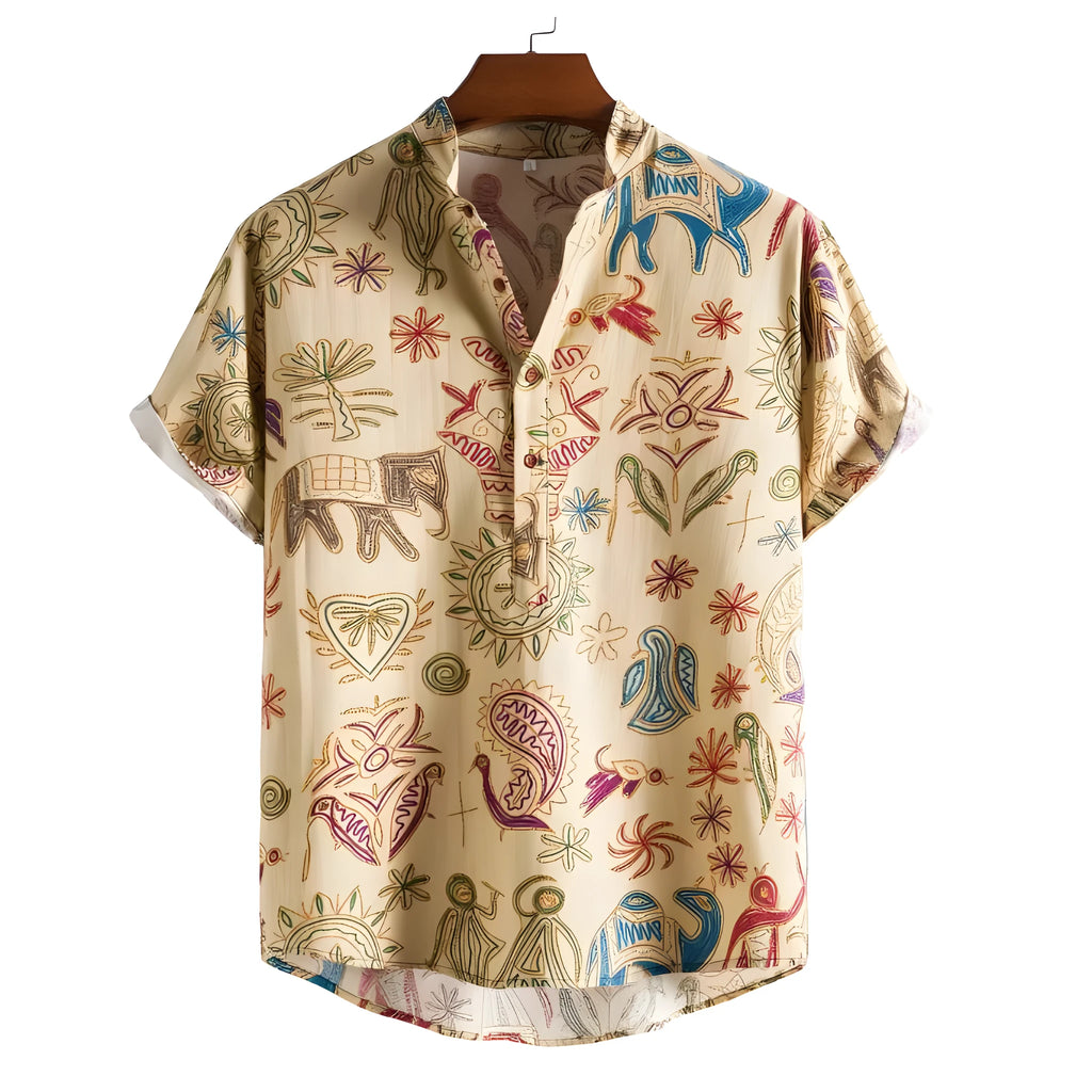 Men's plus size casual shirt with 3D digital printed pattern in cardigan style