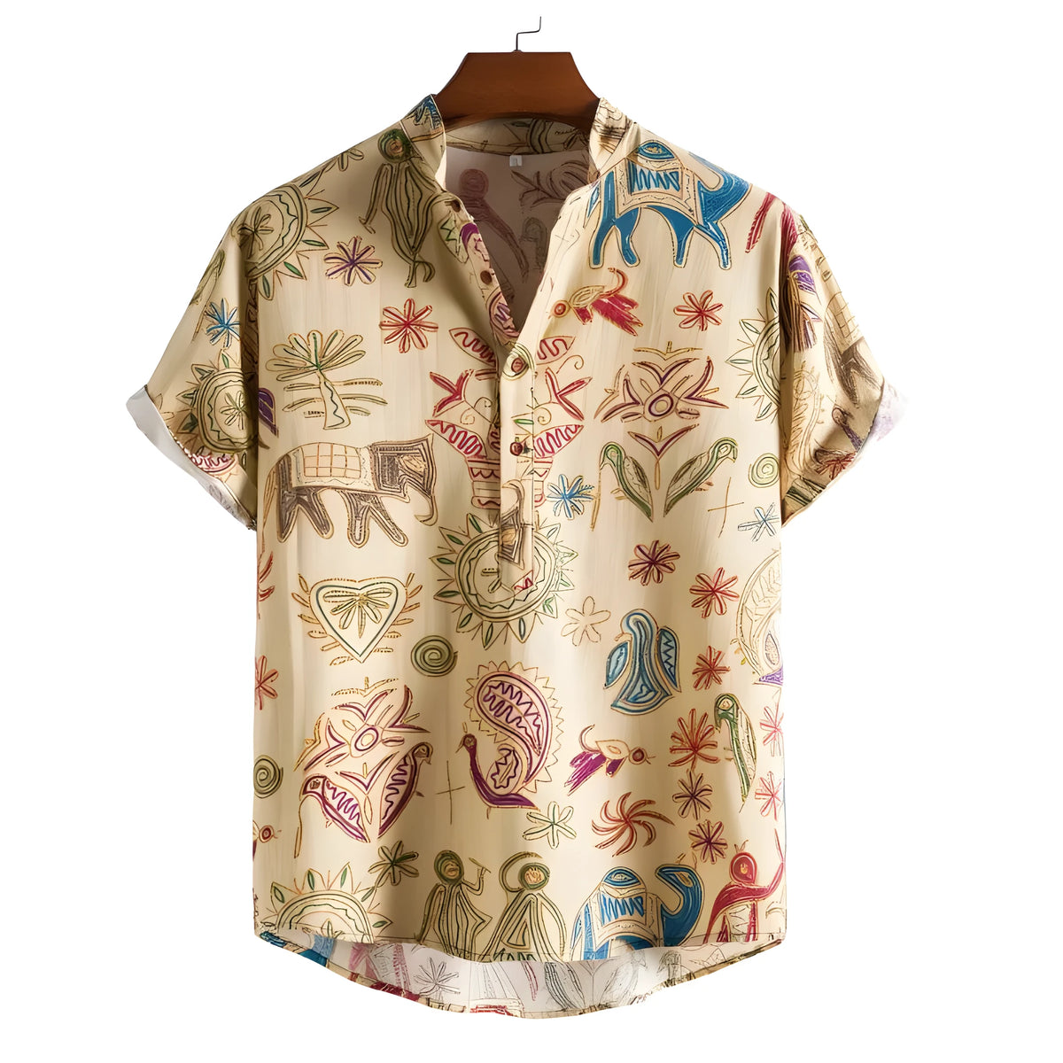 Men's plus size casual shirt with 3D digital printed pattern in cardigan style