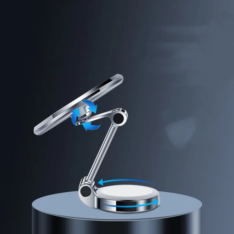 Car centre console mobile phone holder with magnetic clip and 360-degree rotation in black or silver