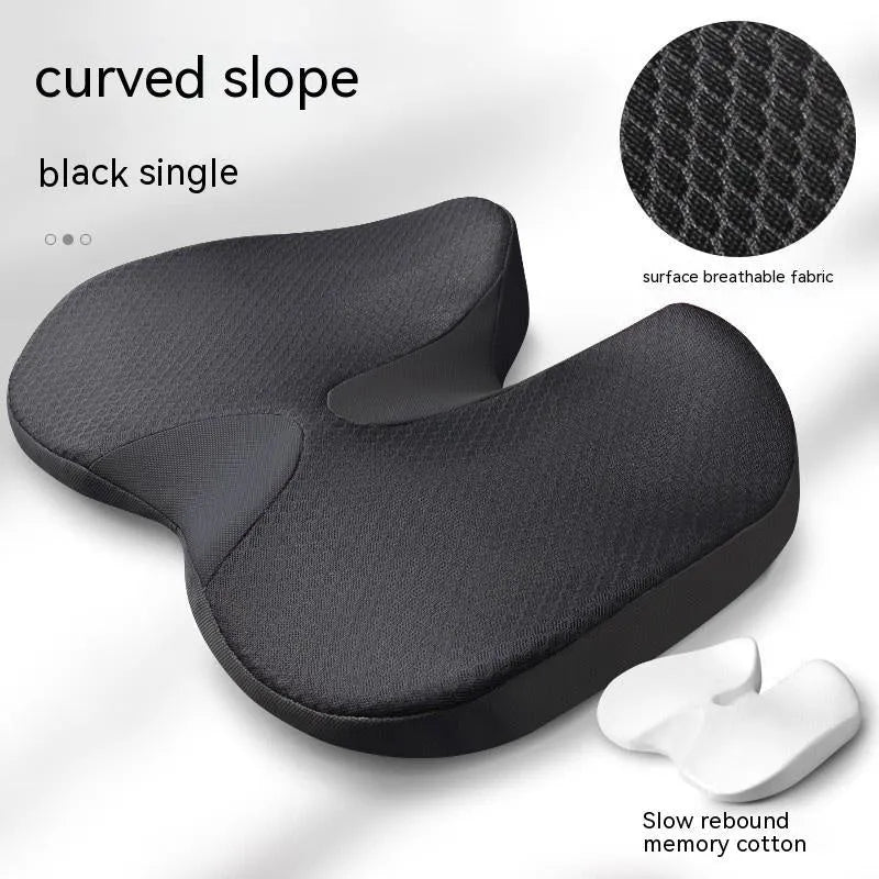 Curved bevel memory foam seat cushion in beige colour for tailbone support